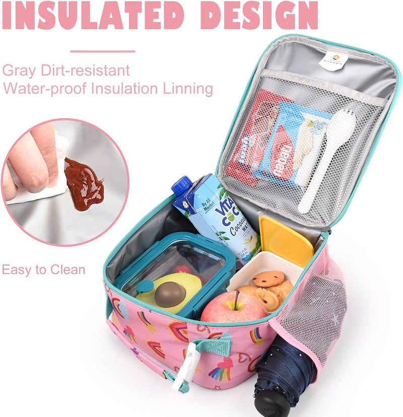 CaCTOUR Lunch Box Kids,Premium Insulated Lunch Bag for Girls Boys,Soft Bag Mini Cooler Back to School Thermal Reusable Lunch Bag for Work School Picnic (Rainbow) - Image 5